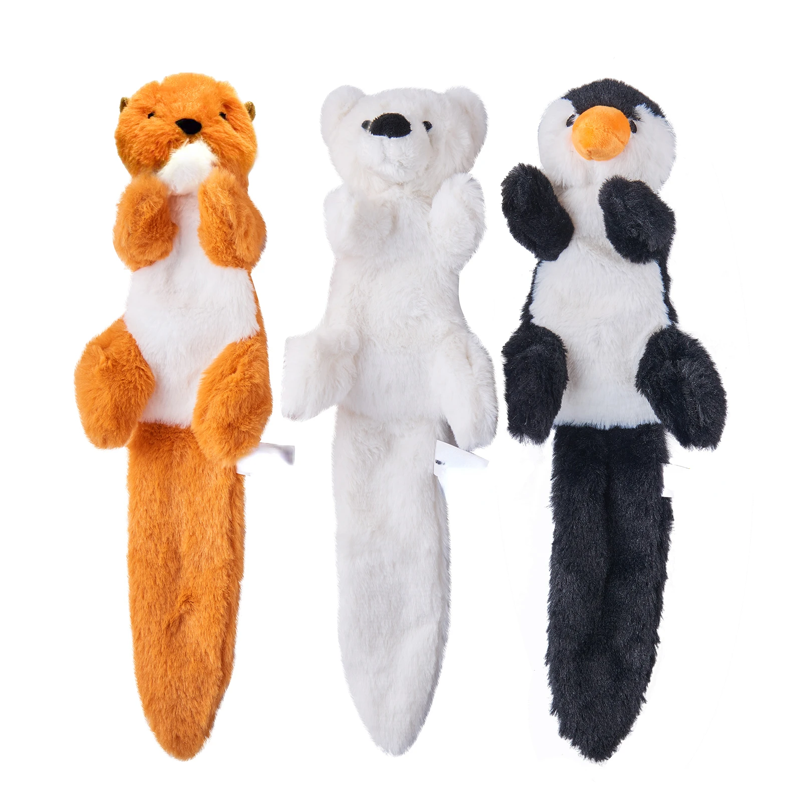 

Squeaky Dog Toy Stuffingless Plush Dog Chew Toy for Puppy Dogs 3 Pack Marine Animals - Penguin, Polar Bear and Otter