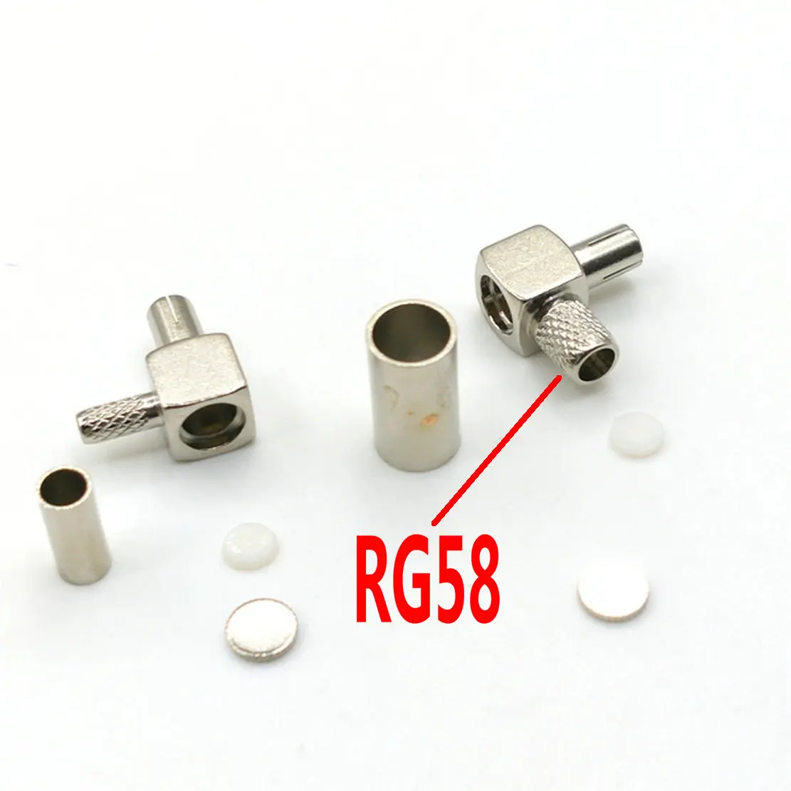 cobre ts9 macho plug angulo direito friso rg58 conectores rf 100 pecas 01