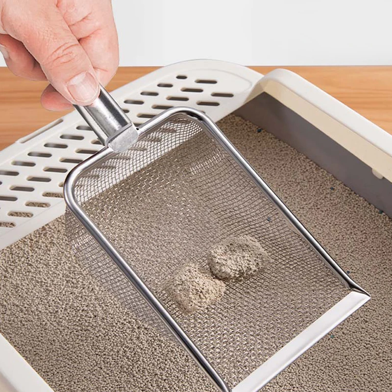 Stainless Steel Mesh Cat Litter Scoop Durable Litter Cleaner Corner Shovel Litter Shovel Pet Cleaning Tool Cat Supplies