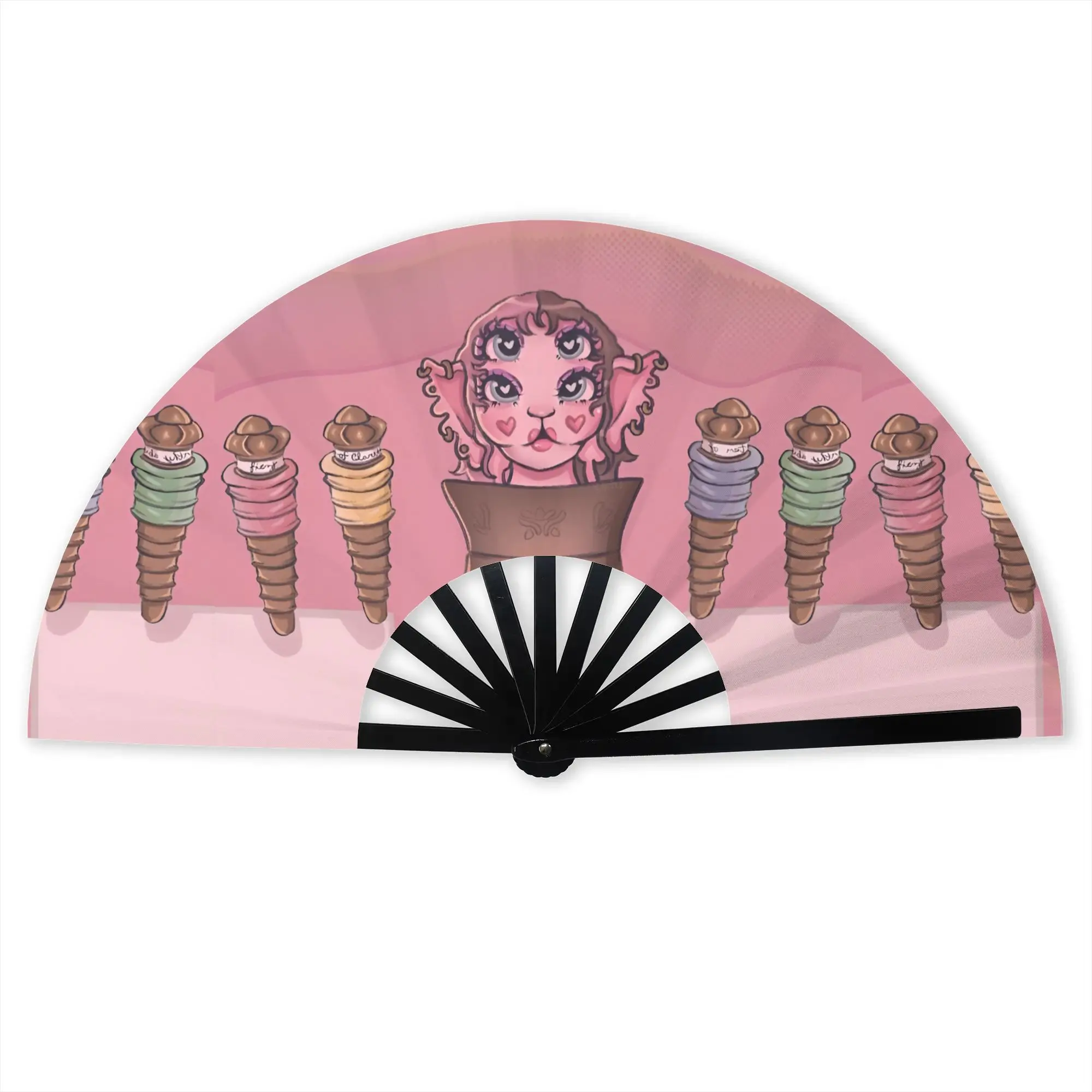 Martinez Melanie Folding Hand Fan Custom  Polyester Fabric Fan Novelty Summer Accessory Decorative Fans