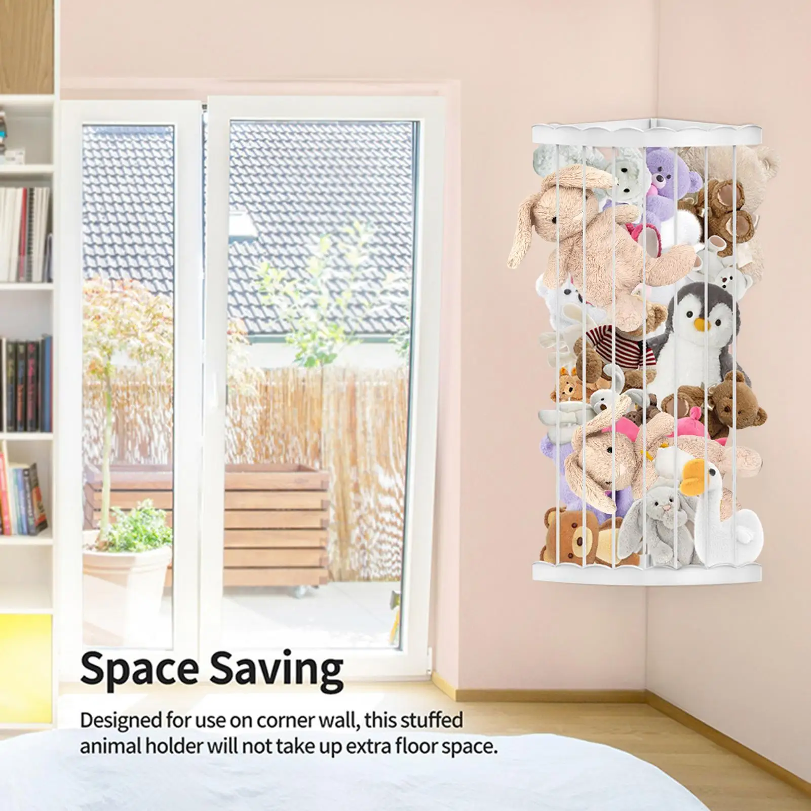 Corner Stuffed Animal Storage Adjustable Stuffed Animal Storage Rack Display Organizer Sturdy Saves Space Toy Storage Rack