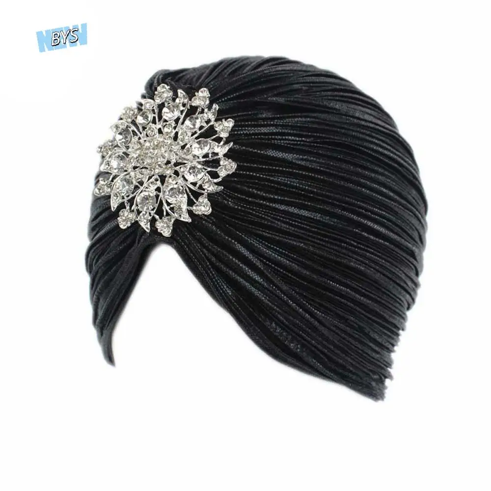 

Ethnic Style Pleated Women Turban Cap Chemo Cap African Hat Luxury Indian Hat Bandana Head Wrap Elastic Beanies Hair Care