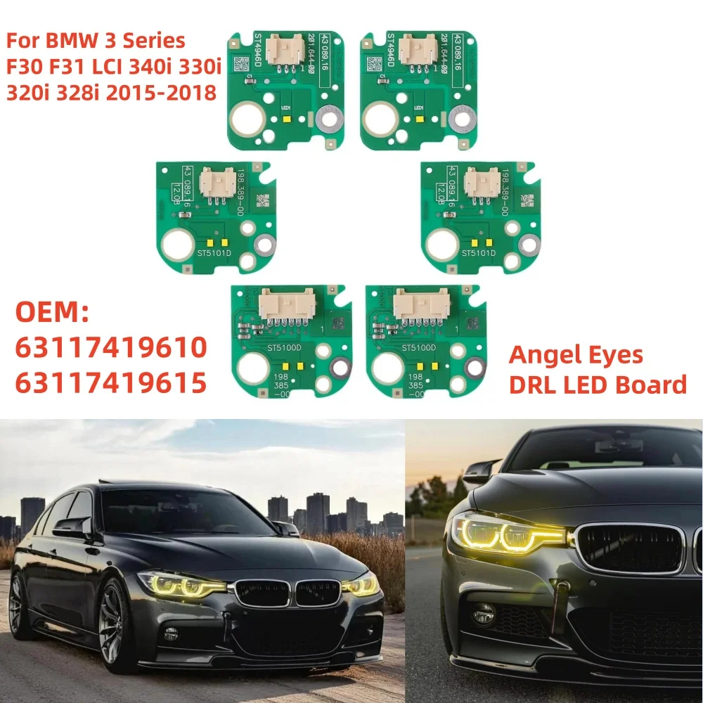 Yellow Headlight DRL LED Chip Boards For BMW 3 Series F30 F31 320i 330i 340i 2016-2019 Daytime Running Light Source 63117419610