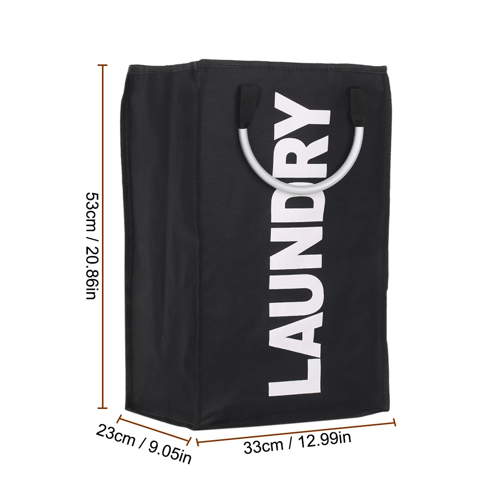 Practical Foldable Laundry Bag Storage Washing Dirty Clothes Laundry Basket Durable Storage Bag with Alloy Handle Laundry Room