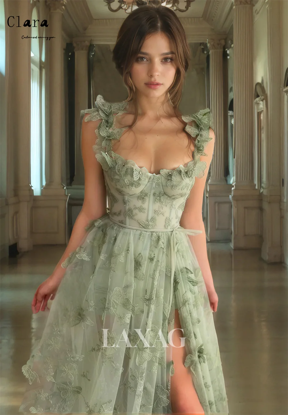 Sukienka Clara Custom Flower Sweetheart z rozcięciem z boku, bez rękawów, na przyjęcie, sukienki damskie na wesele, suknie formalne i wieczorowe, eleganckie