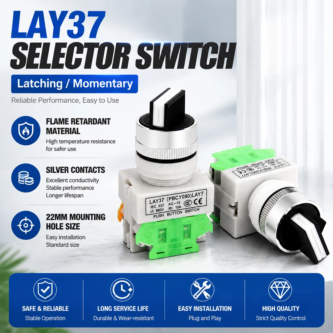 LAY7 LAY37 Y090 22mm Knob Rocker Switch 11X2 20X3 Self Locking Self Resetting Two Three Speed Control Switch