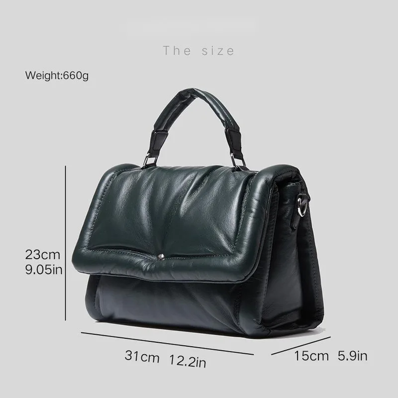 Designer Brand Thickened Women Handbag Down Cotton Shoulder Crossbody Bag Luxury PU Leather Messenger Bag Winter Square Bag