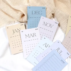 Fromthenon-tarjeta de calendario mensual, cuaderno de viaje, Clip de encuadernación, suministros de papelería de oficina, 12 hojas/juego, 2025