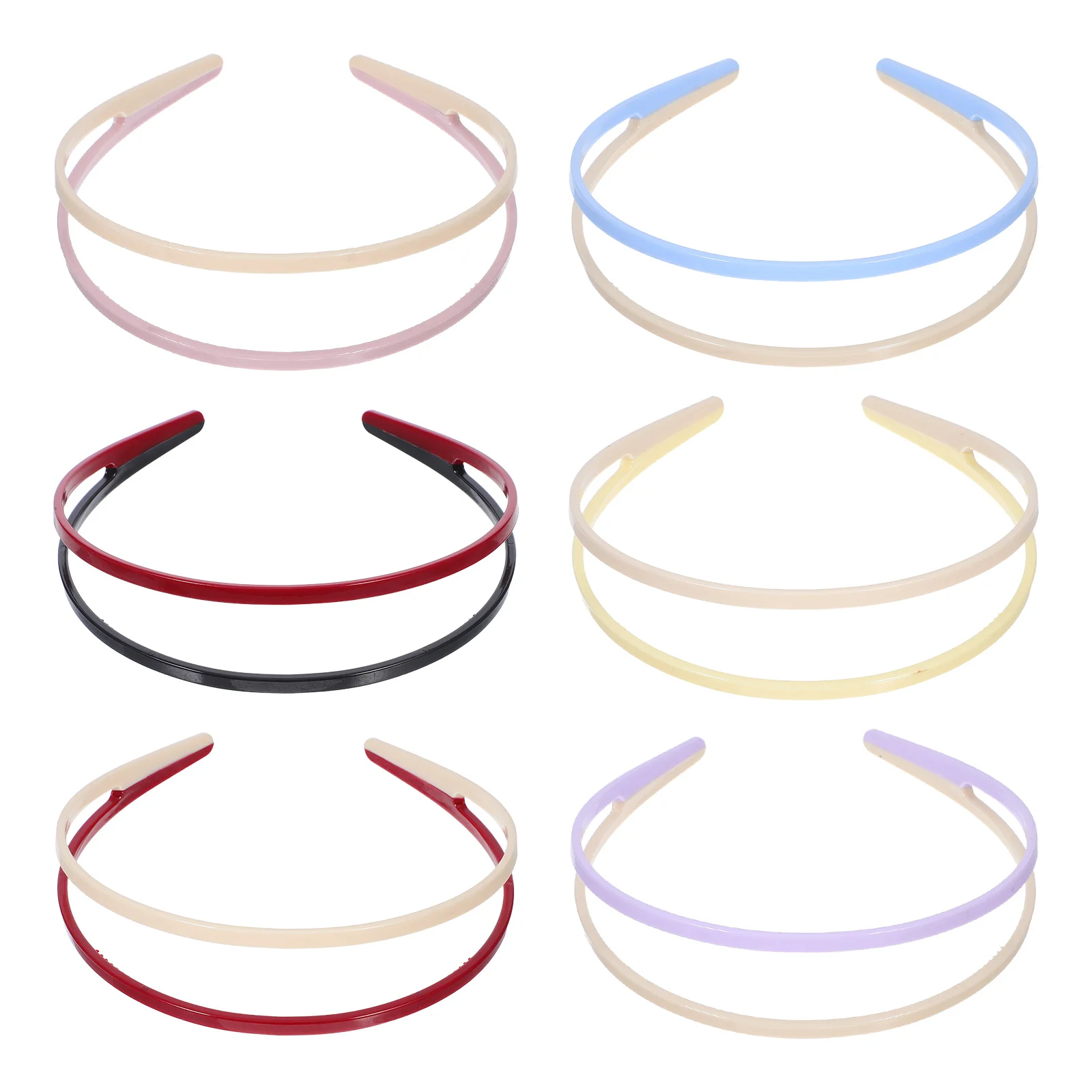 

6Pcs Candy Hair Clips Spliced Color Headband with Anti-Slip Teeth Lightweight Comfortable for Home Travel Work Daily Use