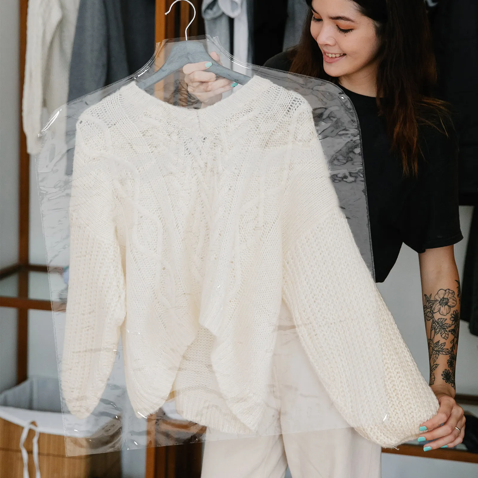 

5 шт. Прочные пылезащитные чехлы для одежды из ПВХ, многоразовые прозрачные чехлы-протекторы для костюмов и рубашек