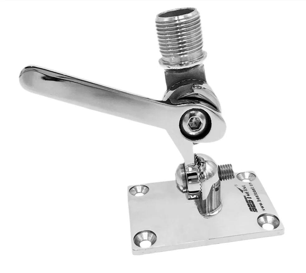 Marine VHF Antenna Mounts, Adjustable Base VHF Antenna Mount for Boat, 316 Stainless Steel, Include Installation Screws