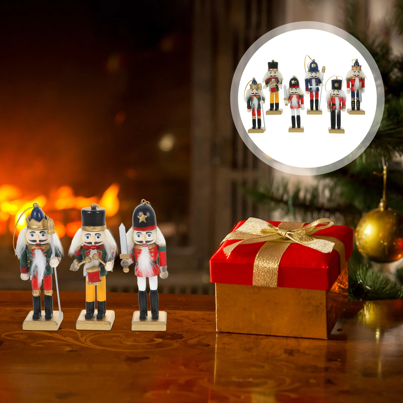 

6Pcs Nutcracker Christmas Ornament Wooden Hanging Nutcracker Soldier Pendant Xmas Tree Decoration Holiday Gift