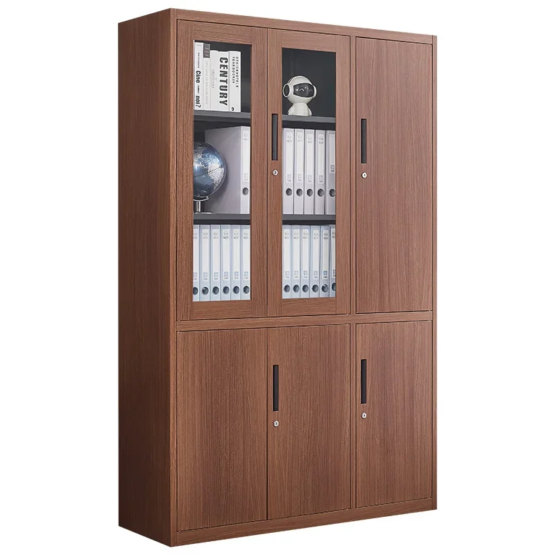 Steel Wood Grain Iron Sheet Data File File Certificate Cabinet Office Bookcase Household Dormitory Locker Storage Cabinet