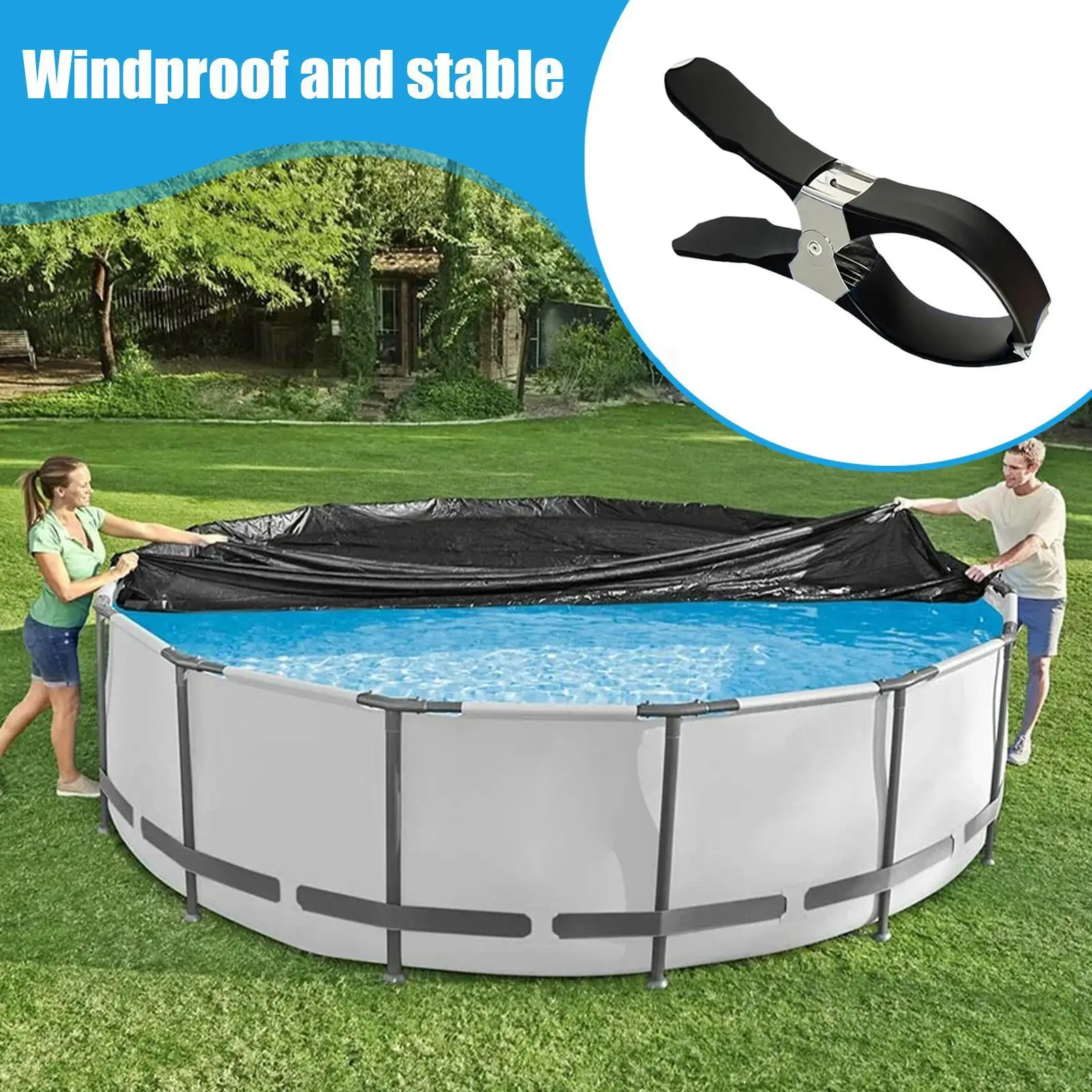 12 pcs Stainless Steel Pool Cover Clips Anti-Scratch Windproof Fasteners for Winter Tarp Outdoor Beach Backyard Patio Furniture