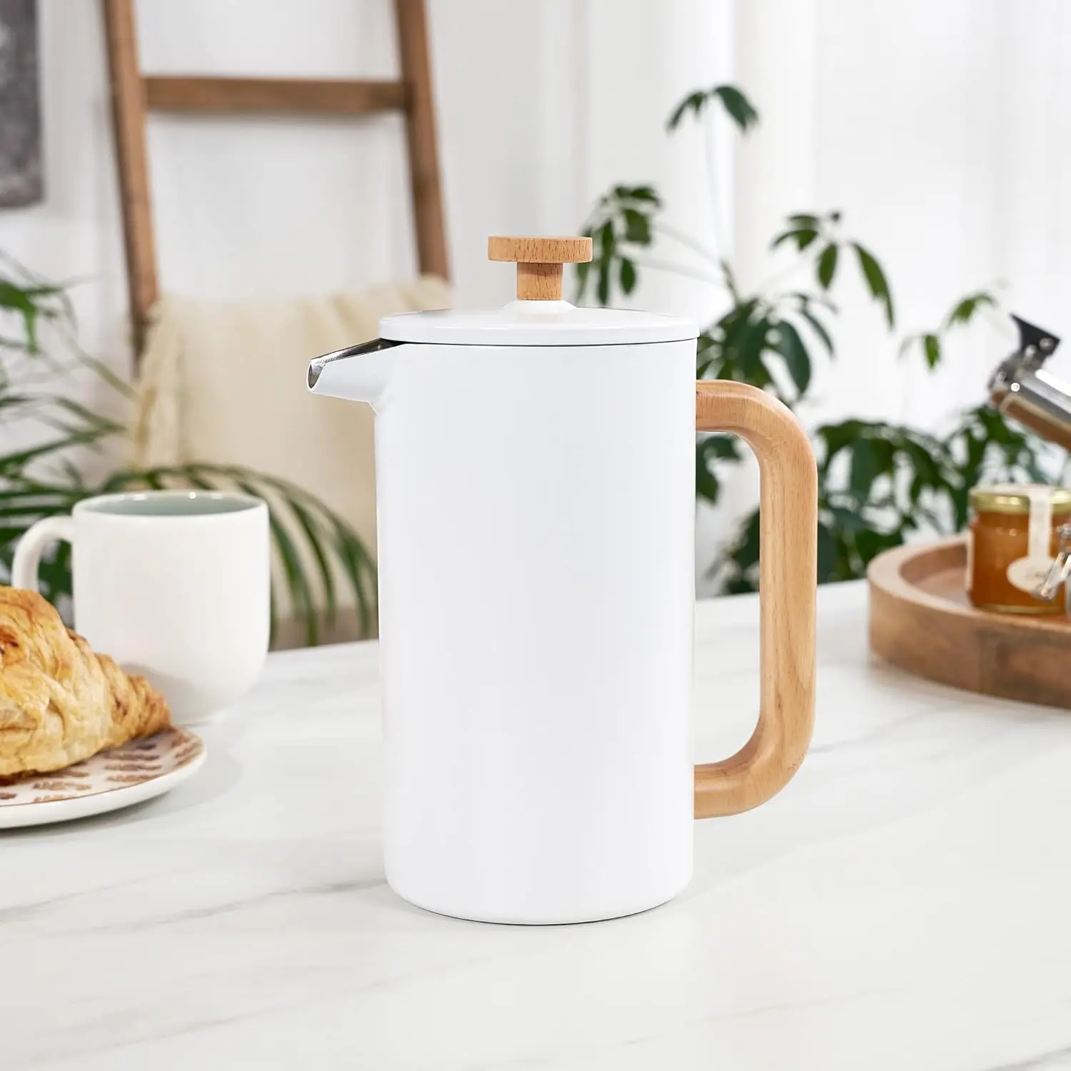 وعاء ضغط من الفولاذ المقاوم للصدأ بجدار مزدوج من مارثا، ماكينة صنع الشاي والقهوة، ملحقات الشاي ذات الأوراق السائبة، ماكينة تحضير الضغط الفرنسي، 34 أونصة، مجموعة