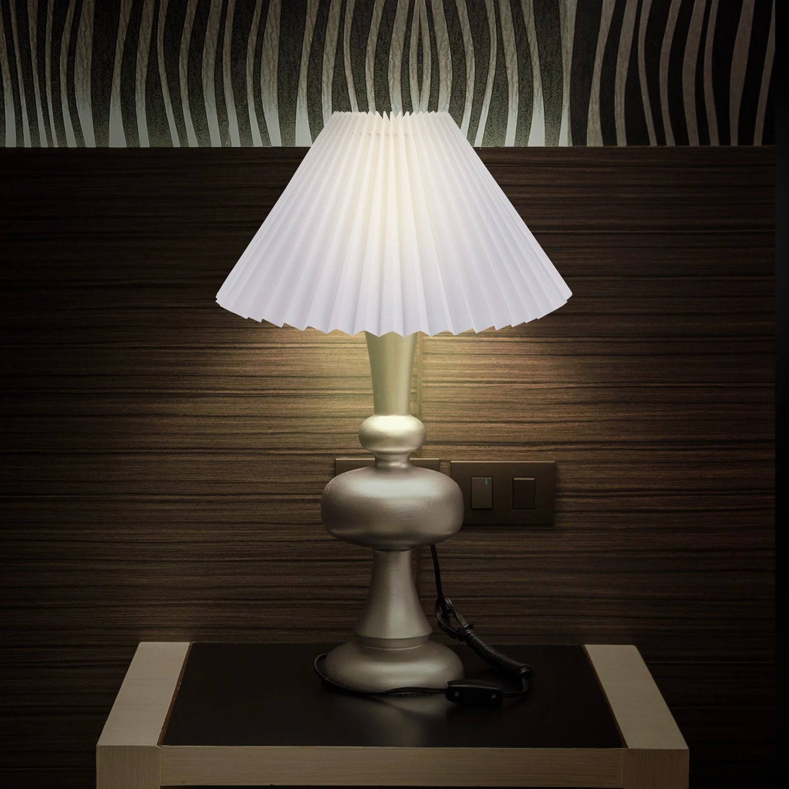 

Pleated Table Lampshade Lampshades for Light Desk Eggshell Branches Cloth Iron Chandelier Pendant