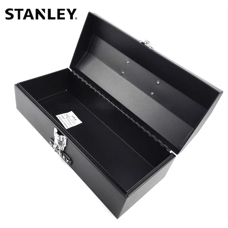 Stanley 93-543 14“ Metal Hard Case Tool Box Storage Steel Portable Toolbox Organizer Latch Tool Box  for Auto Mechanic Workshop