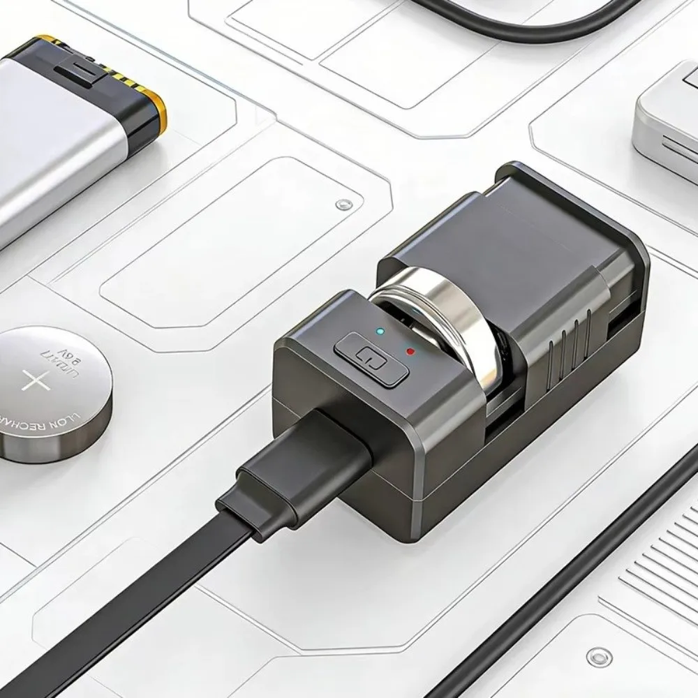 Universal Coin Cell Charger Type-C Charging Compact Button Battery Charger LED Indicator Battery Charging Device