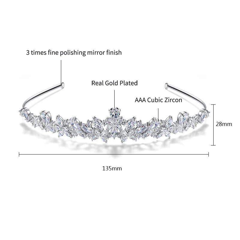 LUOTEEMI Cubic Zirconia diadema da sposa per spose Luxury Flower Bling CZ Crown per le donne Queen Hair Jewellery Factory Wholesale