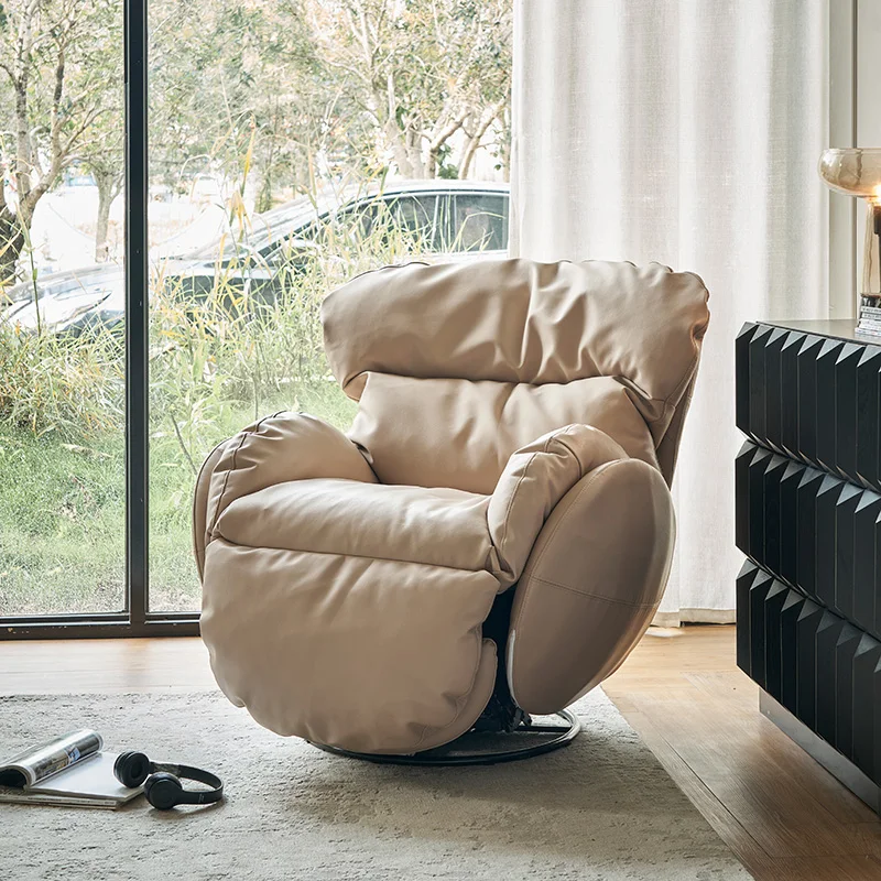 Single-seat Electric Multi-functional Living Room Swivel Sofa Chair, Balcony Rocker, Bedroom Lazy Recliner, Eco-leather