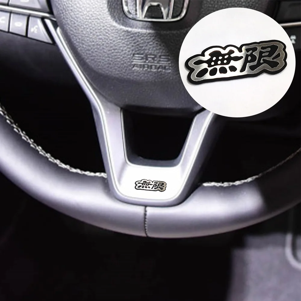 30*12mm For Honda Mugen Power Car Emblem Stainless Steel Sticker Car Center Console Steering Wheel Decal Car Styling Decoration