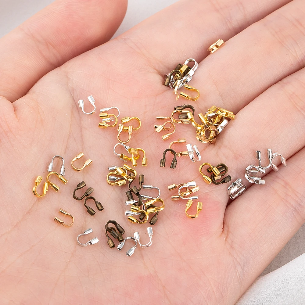 100pcs 200pcs Copper Wire Guard Guardian Protectors Loops U Shape Clasps Connector 4.5x4mm for DIY Jewelry Making Accessories