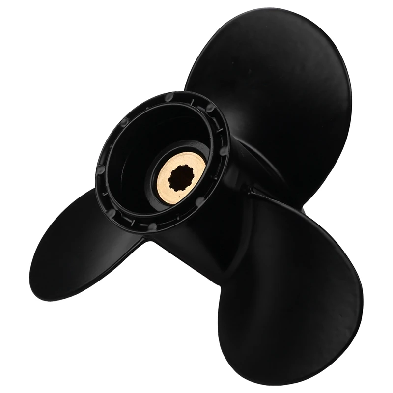 

2X Outboard Propeller For Suzuki 8-20Hp 9 1/4 X 9 Aluminum Alloy 3 Blade Black 10 Spline Tooth R Rotation