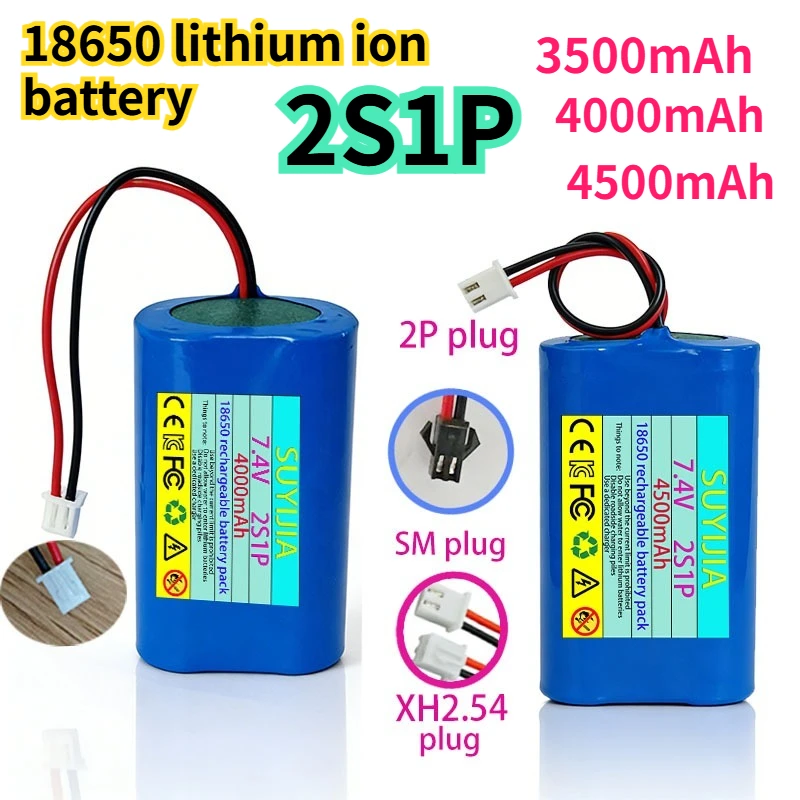 18650 7.4V Li-ion battery 2S1P with XH2.54 2P plug 3500mAh 4000mAh 4500Ah rechargeable battery