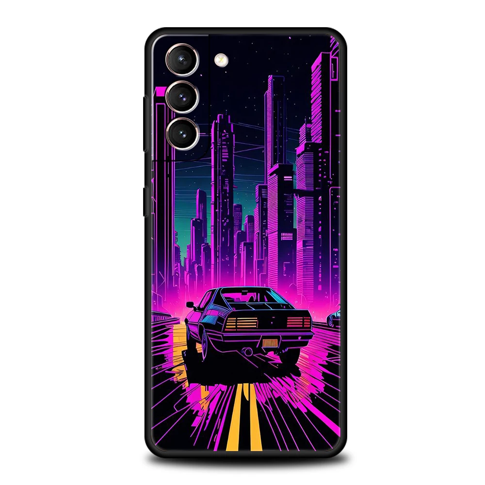 Synthwave Retro Case for Samsung Galaxy S24 S23 S22 S20 S21 FE Ultra S24 S23 S10 S10E S9 S8 Plus 5G Silicon Phone Cover Capa Bag