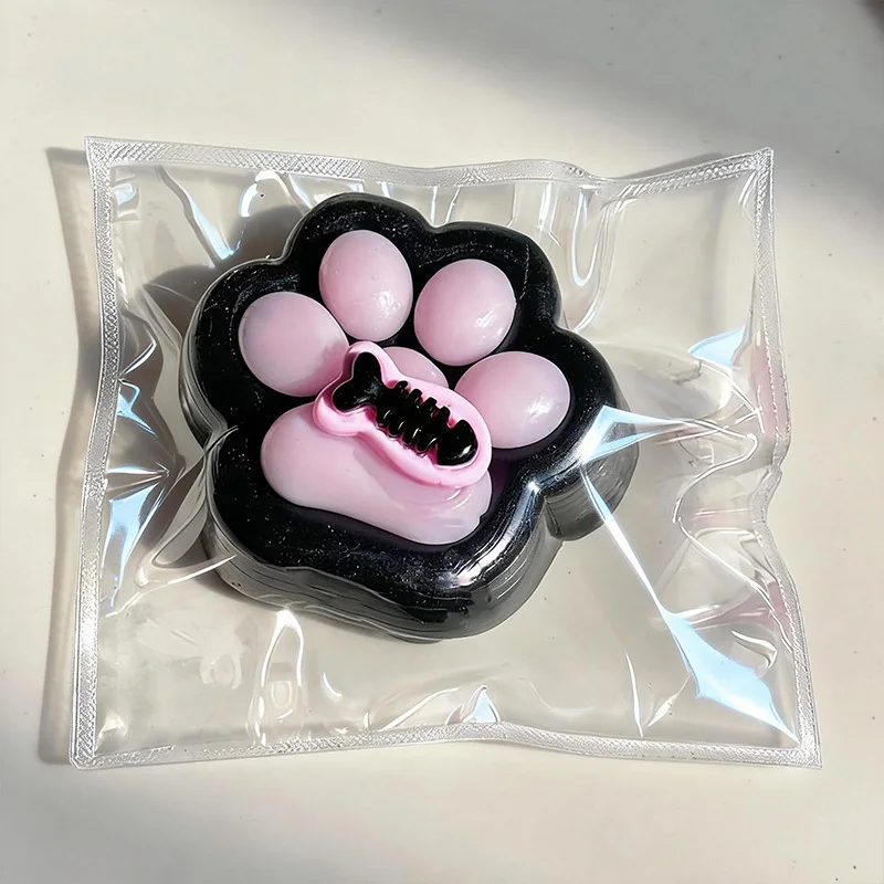 Brinquedo Antiestresse em Forma de Pata de Gato Black-pink, Macio e Apertável, Pequenos Presentes para Recompensas em Festas de Fim de Ano