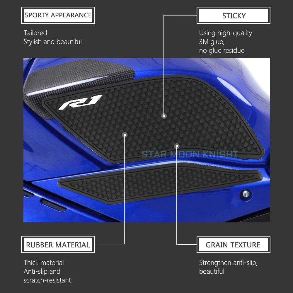 Motorcycle Non-slip Side Fuel Tank Pad For Yamaha YZF R1 R1M YZFR1 YZF-R1 2015-2021 Waterproof Tank Pads Protector Stickers
