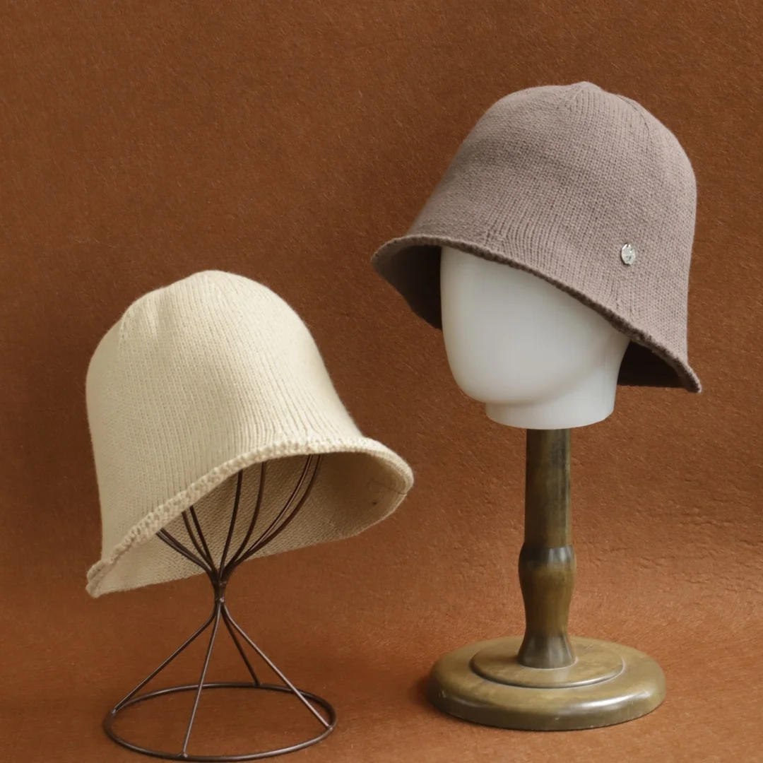 New Autumn Fisherman Hat For Woman British Retro cotton thread Basin Cap Solid Color Winter Warm Lady Bucket Hats Visors