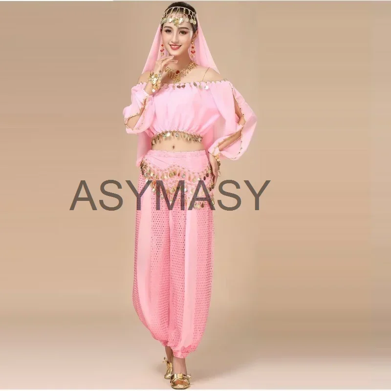 ชุดเต้นระบำหน้าท้องสีชมพูสำหรับผู้หญิงชุดเต้นระบำหน้าท้องชุดเต้นระบำหน้าท้องชุดเต้นระบำหน้าท้องสำหรับเด็กผู้หญิงชุดเต้นระบำหน้าท้องแบบอินเดียสำหรับผู้ใหญ่