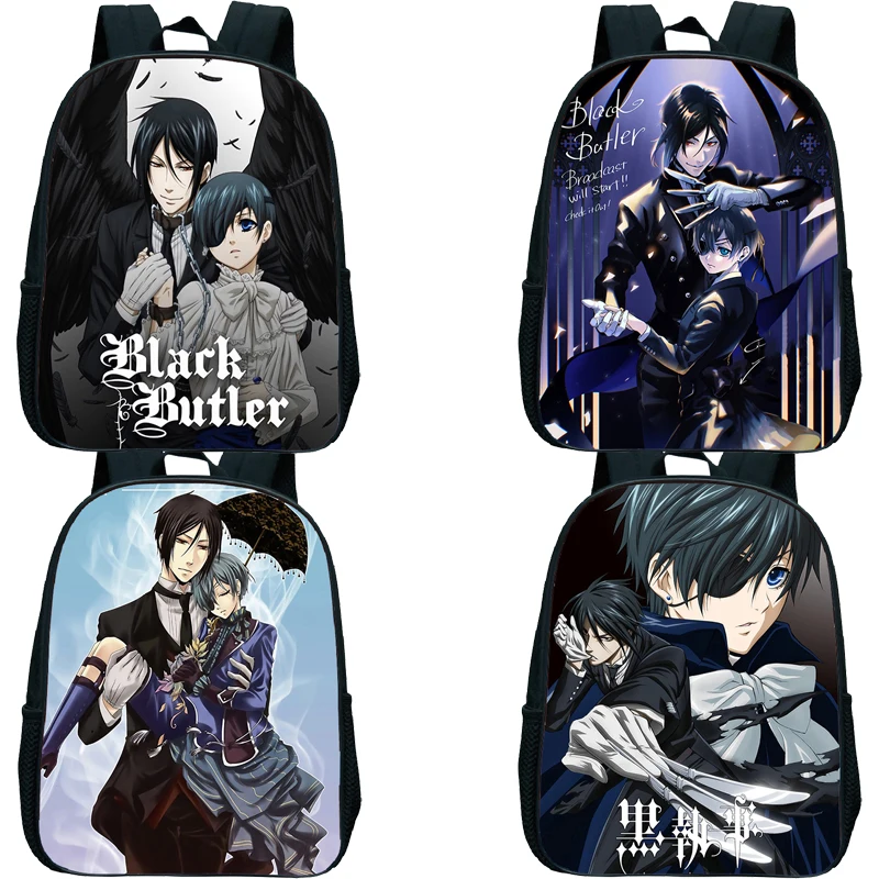 

New Anime Black Butler School Bag for Preschool Boys Girls 12inch Kindergarten Schoolbags Kids Orthopedic Backpacks 2-6 Year