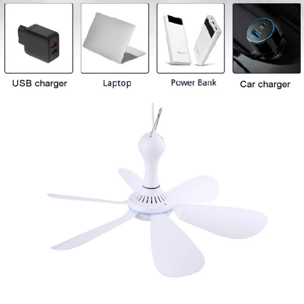 Silencioso 6 Folhas Ventilador USB Alimentado Teto Canopy Fan com Controle Remoto Timing 4 Velocidade Suspensão Fan para Camping Bed Dormitório Tent