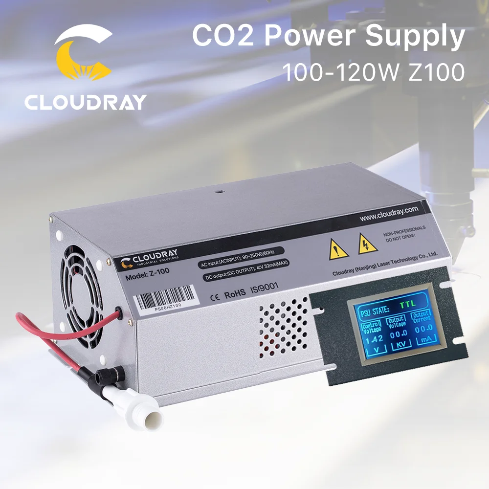 Cloudray 100-120W CO2 Laser Power Supply Monitor AC90-250V  EFR Tube for CO2 Laser Engraving Cutting Machine Z100 Z Series