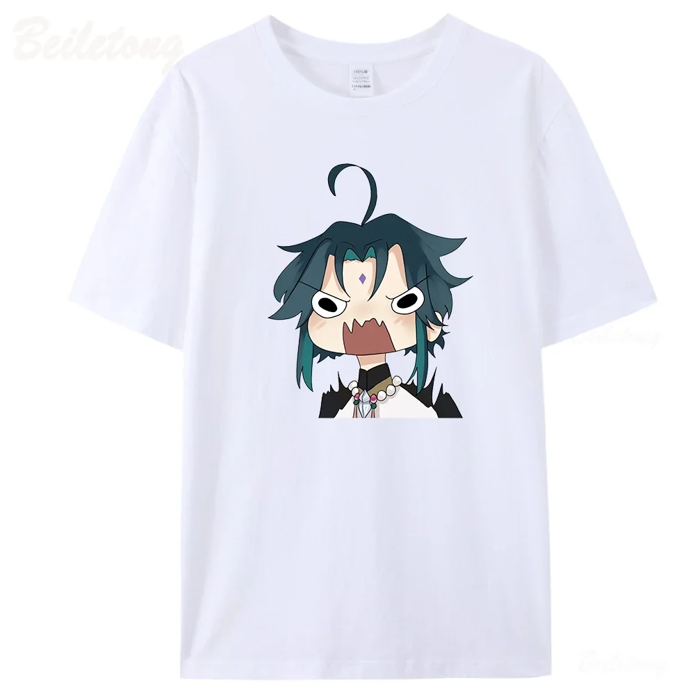 Xiao Genshin Impact T Shirt Cute Funny Prints Anime Tees 100% Cotton High Quality Short Sleeve O-Neck Cartoon Summer Tops Female