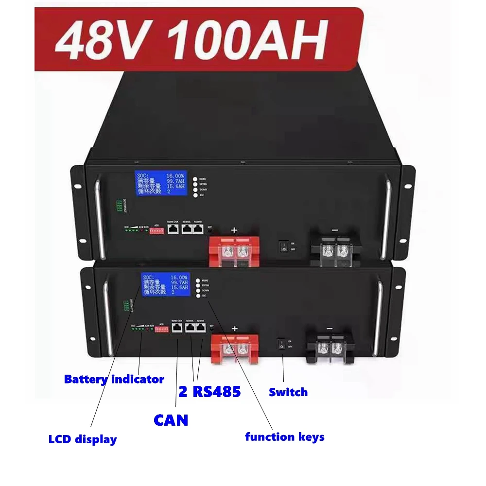 LiFePO4 Battery 48V for Inverter Solar Energy Storage 100Ah 200Ah 300Ah 400Ah Options 3KW 5KW 8KW 10KW Base Photovoltaic System