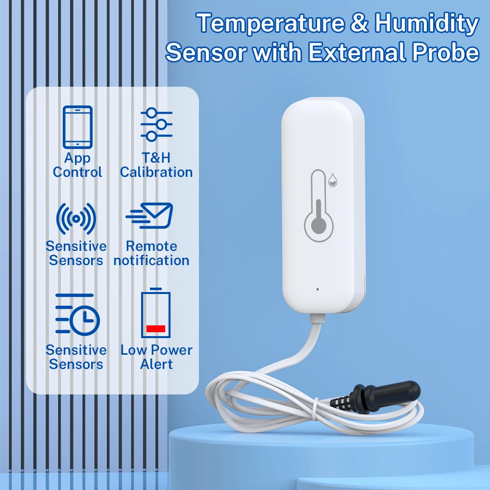 Tuya Zigbee WiFi Temperatur- und Feuchtigkeitssensor mit externer Sonde, Smart Home kompatibel mit Smart Life, Google Home, Alexa – Detail 1