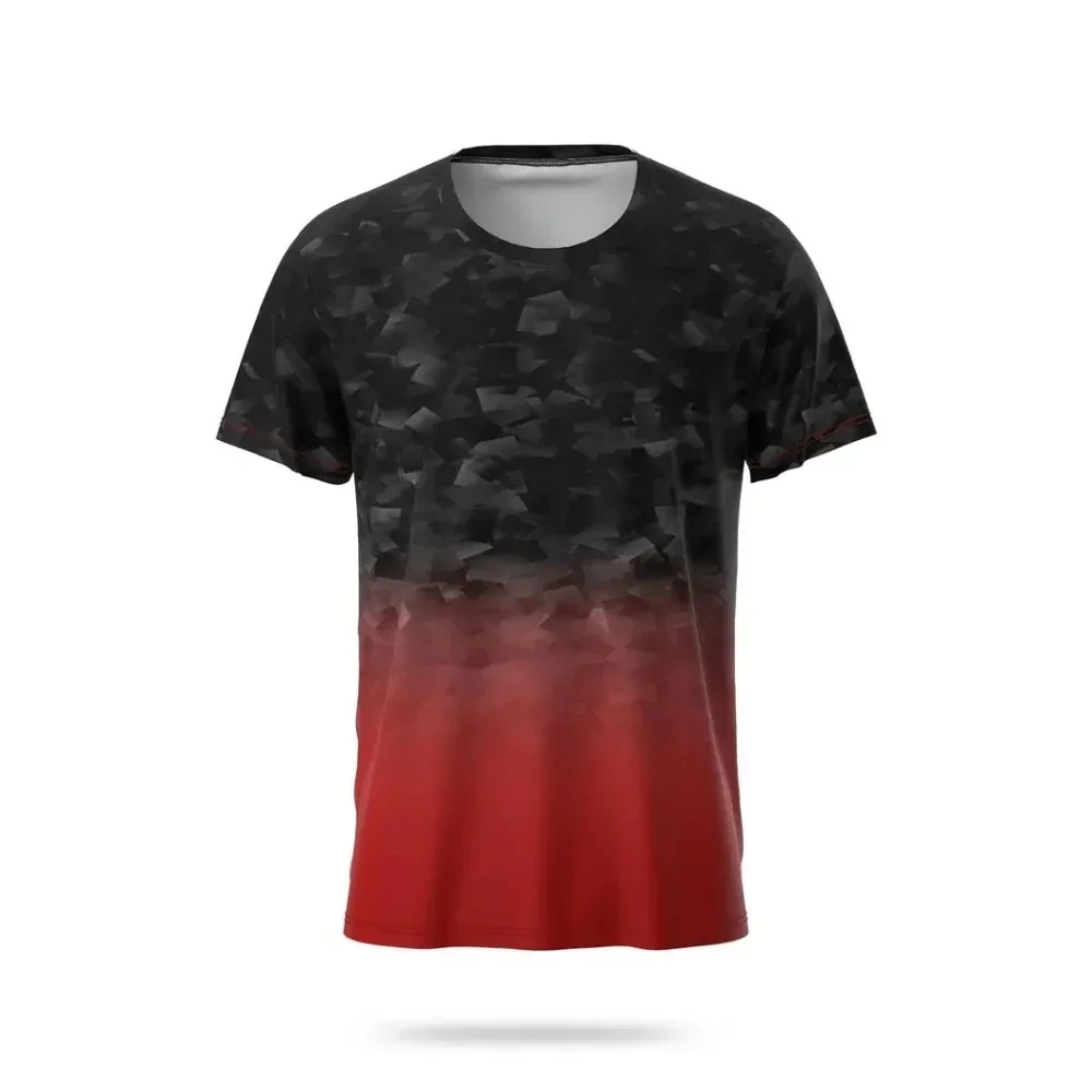Fashion Breathable Men's Running Fitness T-Shirt Outdoor Quick Drying Short Sleeve Gradient Stripe Print T Shirt Man T-Shirts
