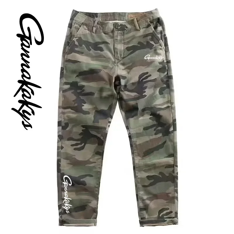 2024 New Men's Fishing Pants, Men's Hiking Durable Straight Leg Pants, Camouflage Work Clothes, Camouflage Tactical Pants