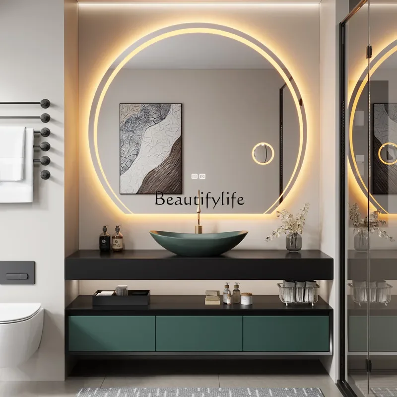 

13-*French light luxury rock slab bathroom cabinet combination simple washstand bathroom