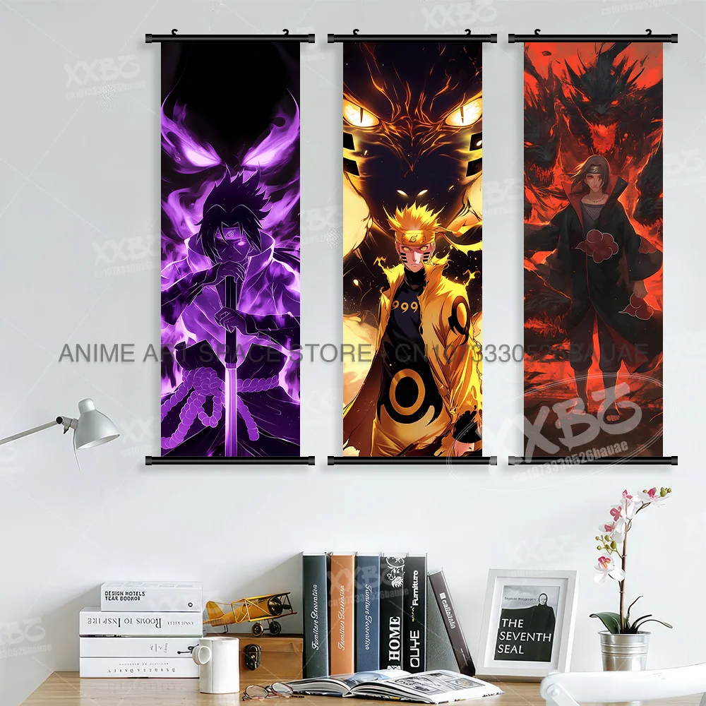 Japanische Anime Naruto Wandkunst Leinwand Schriftrollen Bilder Uchiha Sasuke Figuren Druck Zimmer Poster Hängende Malerei Home Decor – Detail 4