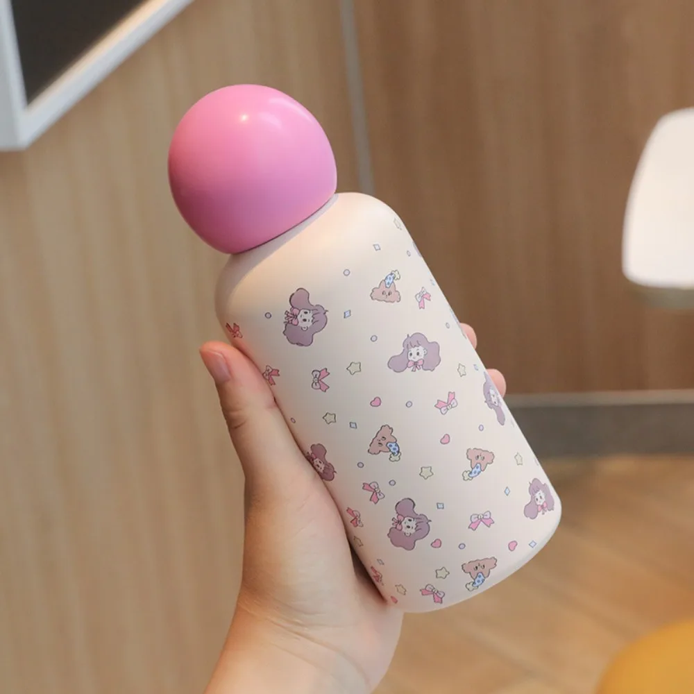 

Ins Style Spherical Lid Thermos Cup 304 Stainless Steel Double Wall Vacuum Cup 400ml Insulated Bottle Ladies