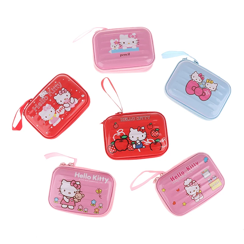 1PC Random Kawaii Sanrio Kitty Coin Purse Cute Cartoon Tin Plate Money Change Mini Pouch Portable Storage Bag For Children Gifts