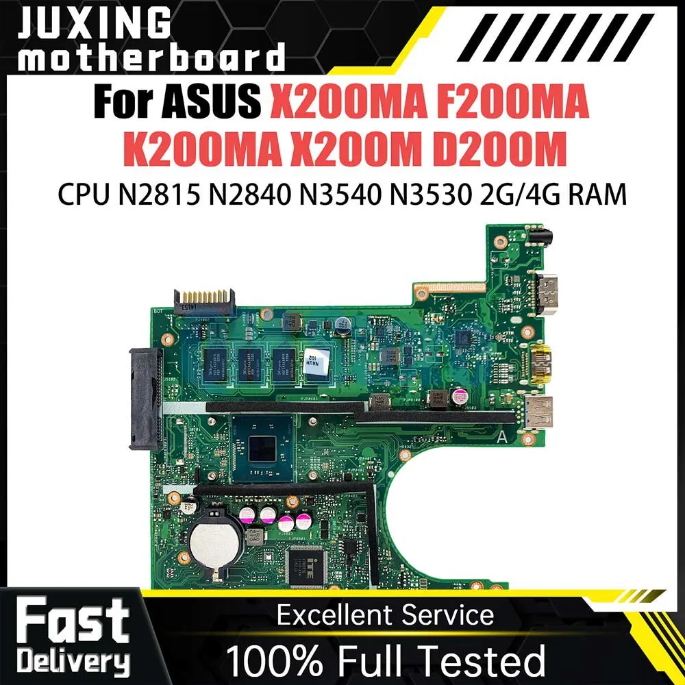 

Notebook Mainboard For ASUS X200MA X200M F200MA K200MA D200M Laptop Motherboard With N2815 N2840 N3540 N3530 2G 4GB RAM LVDS EDP