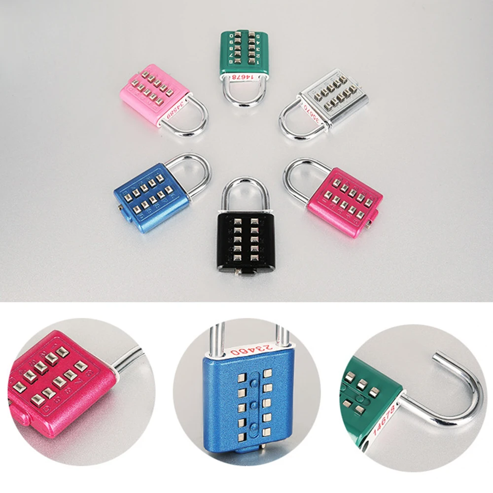 10 Digit Push Button Password Lock Chrome Plated Anti-theft Combination Padlock Push Password Locking Mechanism for Locker