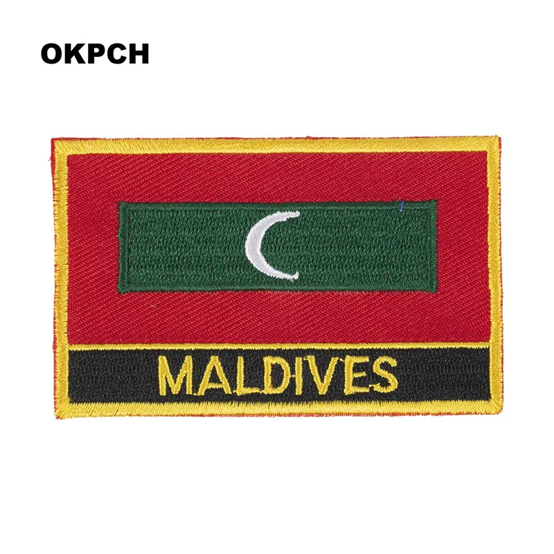 Maldives Flag Embroidery Patches Iron on Saw on Transfer patches Sewing Applications for Clothes in Home&Garden