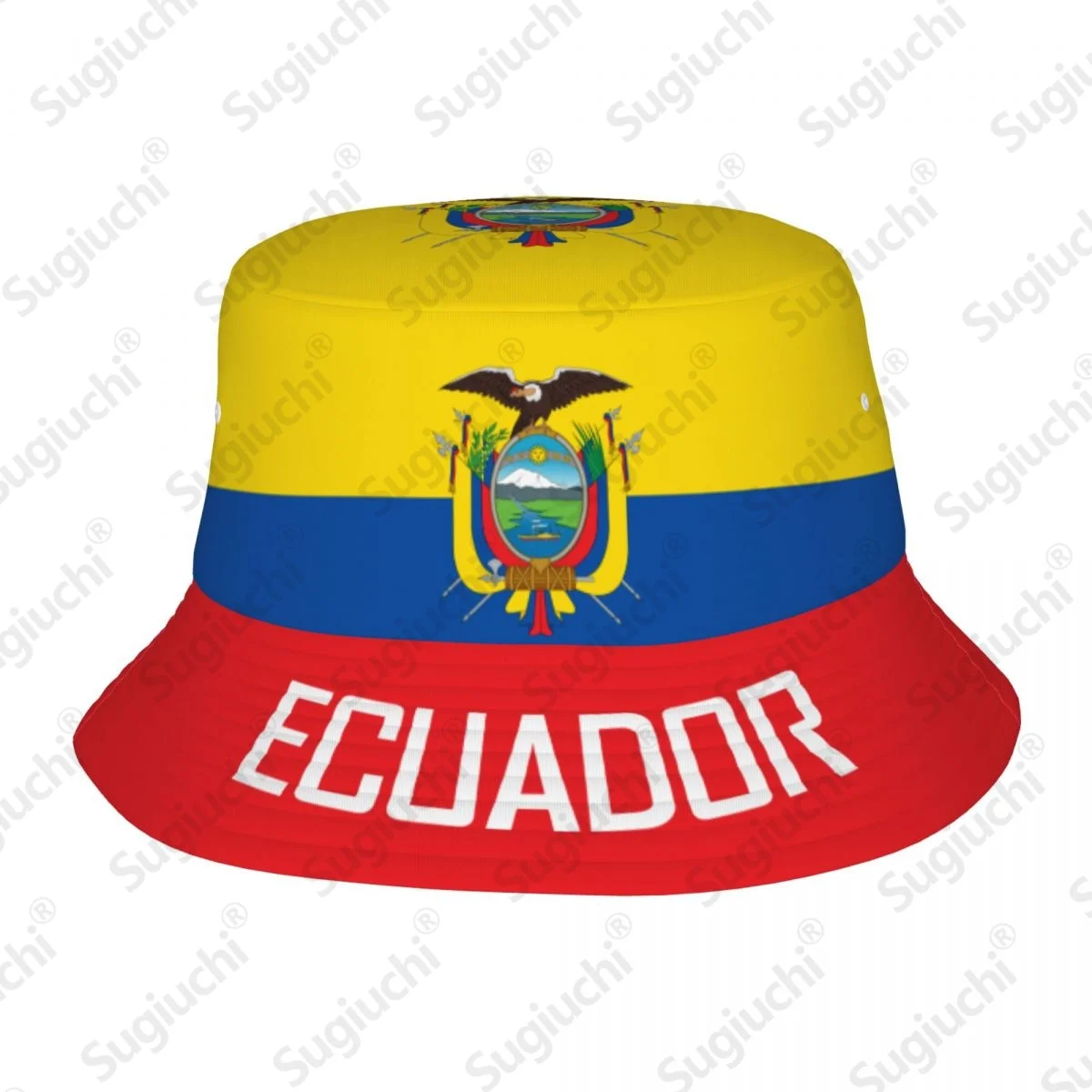 2026 Ecuador Socce 3D-Flagge Herren Damen Bucket Hat Outdoor Sonnenschutzkappe Atmungsaktives Mesh für Fischer Camping Wandern