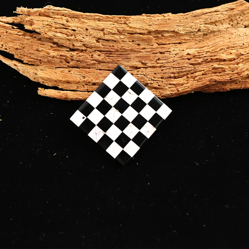 B&F Handmade Obsidian ＆White Jade Stone Pendants, Genuine Natural stones beads, Unique Stones for jewelry & DIY Earring Beads